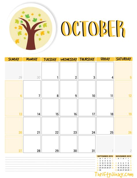 Printable October Calendar